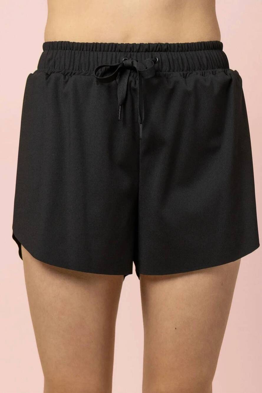 NEW VERY J side overlap activewear shorts with shorts lining in black
